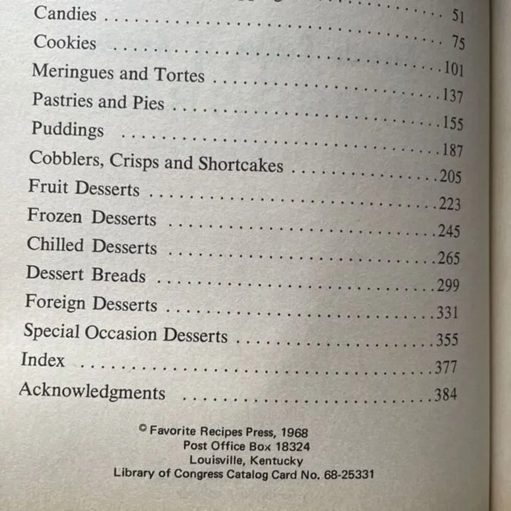 Favorite Recipes of America Desserts including Party Beverages Vtg Cookbook 1968